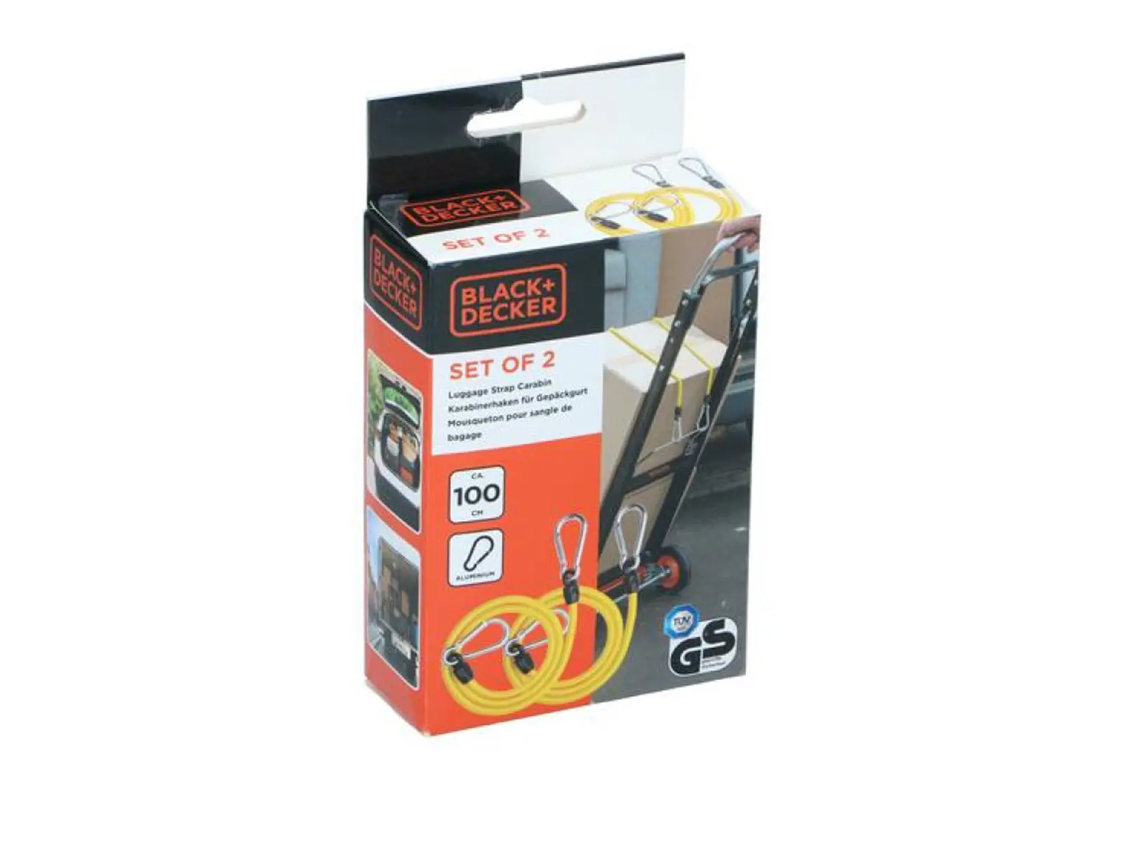 BLACK+DECKER Gepäckspanner mit Karabiner, 100cm