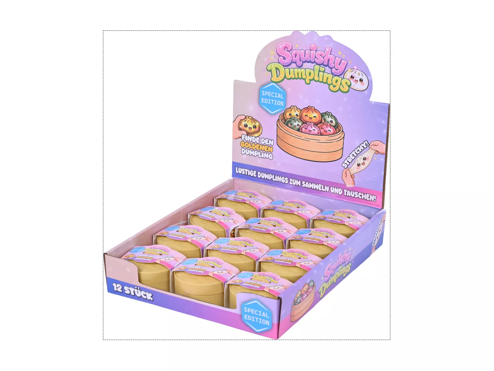 Squishy Dumpling 5,5cm, 4-fach sort., 12er Disp.
